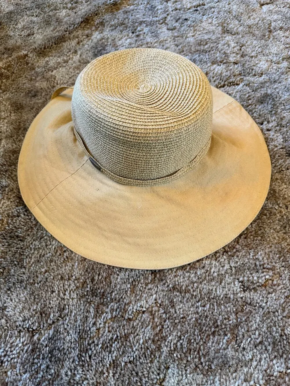 Scala Collezione Packable Mixed Media Sun Hat Paper Straw Crown Cotton Wide Brim